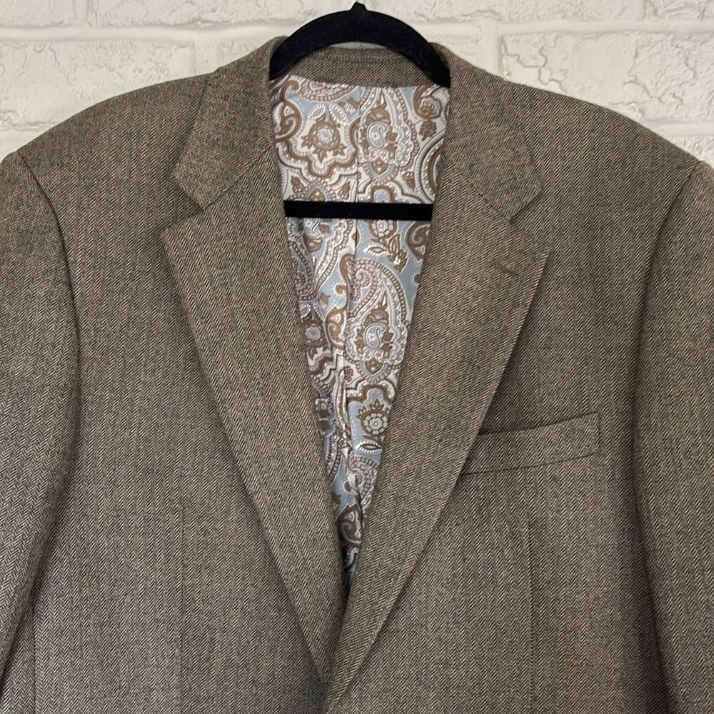 Alan Flusser Herringbone Wool Cashmere Blend Sport Coat 44R